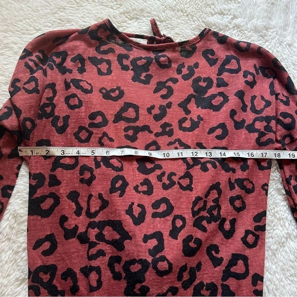 Lovely Melody Red Leopard Printed Cutout Back Sweater